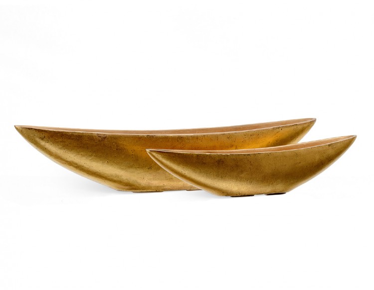 Кашпо Effectory Metal ваза-лодка (2 размера) Сусальное золото
