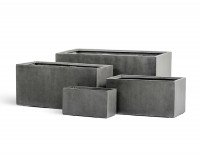 Кашпо Effectory - серия Beton низкий прямоугольник - тёмно-серый бетон