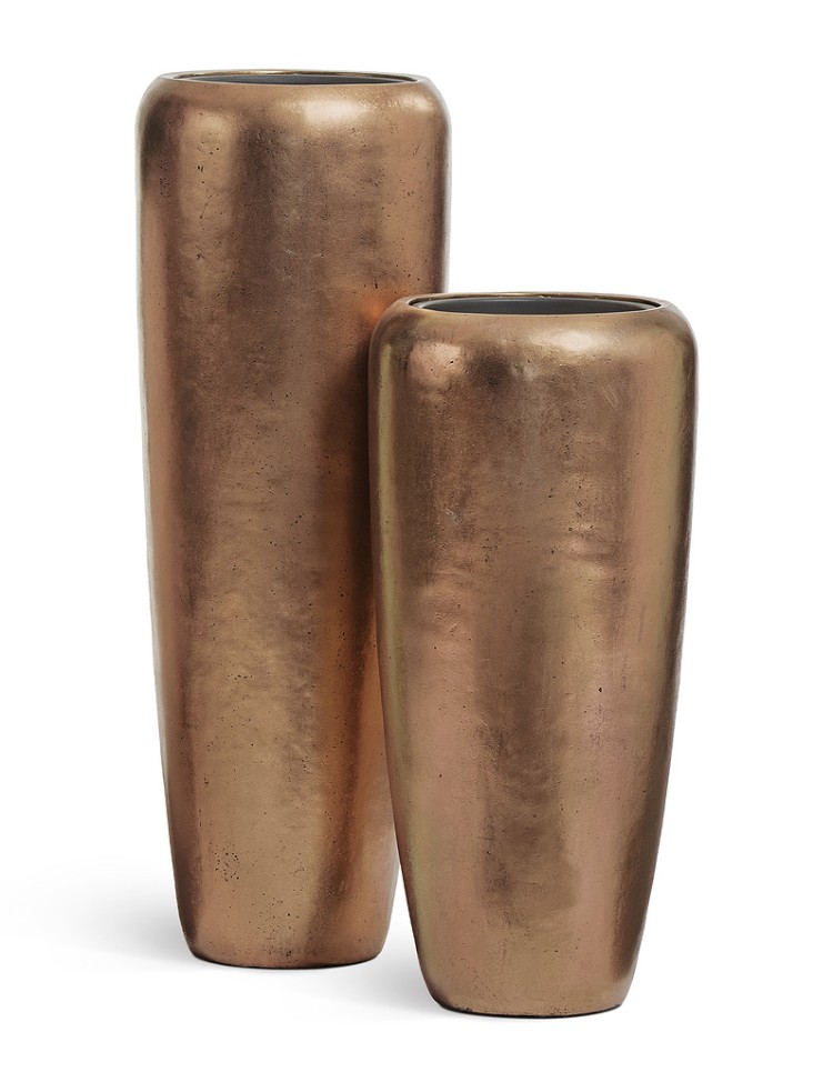 Кашпо Effectory - Metal - Дизайн-конус, Диаметр 34 см, Высота 75 см- Тёмное матовое золото