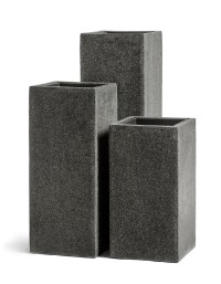 Кашпо Effectory Stone Высокий куб Тёмно-серый камень с автополивом
