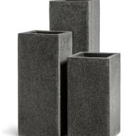 Кашпо Effectory Stone Высокий куб Тёмно-серый камень - Кашпо Effectory Stone Высокий куб Тёмно-серый камень
