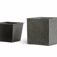 Кашпо Effectory Stone куб Тёмно-серый камень с автополивом - Кашпо Effectory Stone куб Тёмно-серый камень с автополивом